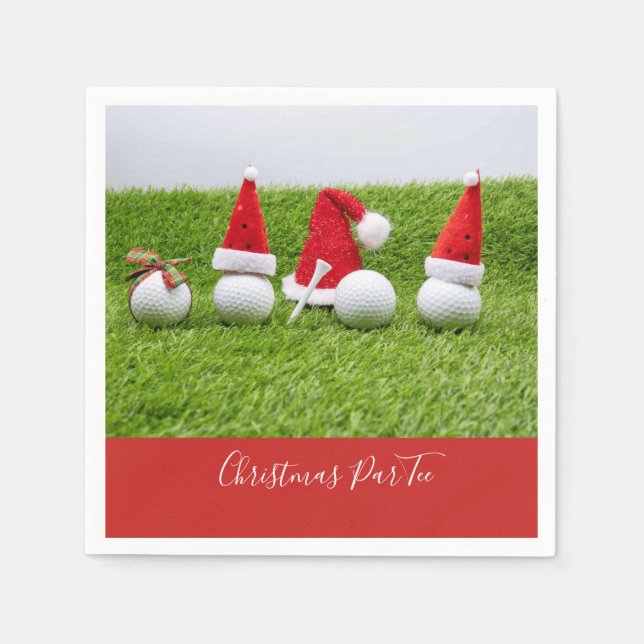 Golfbälle mit Weihnachtsmannmütze Weihnachten sind Serviette (Vorderseite)