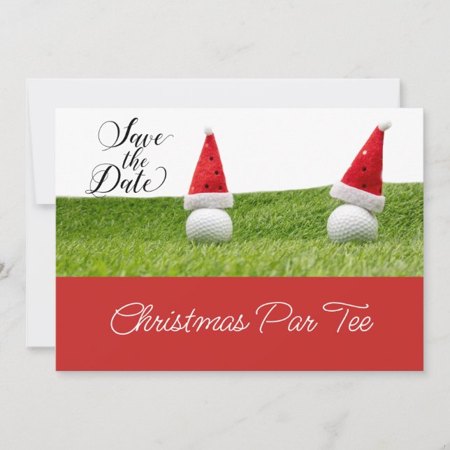 Golfbälle mit Weihnachtsmannmützen Weihnachten Ein Einladung (Vorderseite)