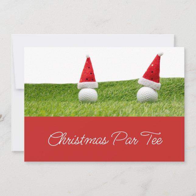 Golfbälle mit Weihnachtsmannmützen Weihnachten Ein Einladung (Vorderseite)