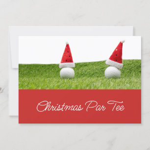Golfbälle mit Weihnachtsmannmützen Weihnachten Ein Einladung