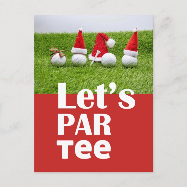 Golfbälle mit Weihnachtsmannmützen Weihnachten Ein Postkarte (Vorderseite)