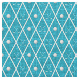Golfbälle & Schläger Argyle auf Aqua Blau Stoff