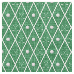 Golfbälle & Schläger Argyle auf Weihnachtsgrün Stoff