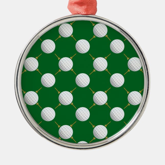 Golfbälle und T-Shirts auf Green Silbernes Ornament (Vorne)