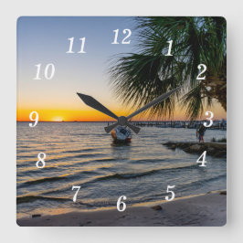 Golfbrise Florida Sunset Wall Clock Quadratische Wanduhr