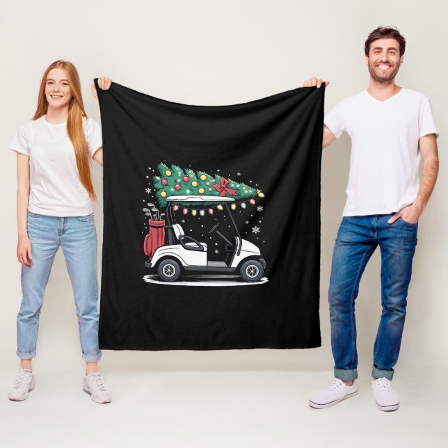 Golfcart-Weihnachtsbaumlichter Xmas Sportgolfer Fleecedecke (Beispiel)