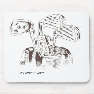Golfclubs in Schwarzem u. im Weiß - Mausunterlage Mousepad