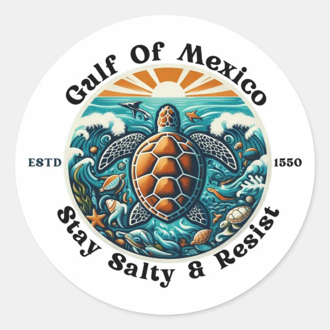 Golfe du Mexique Restez Salé & Résiste Stickers #2 (Devant)