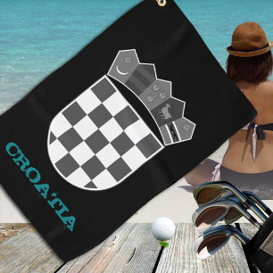Golfen Kroatien & Kroatische Wappen / Flagge Golfhandtuch