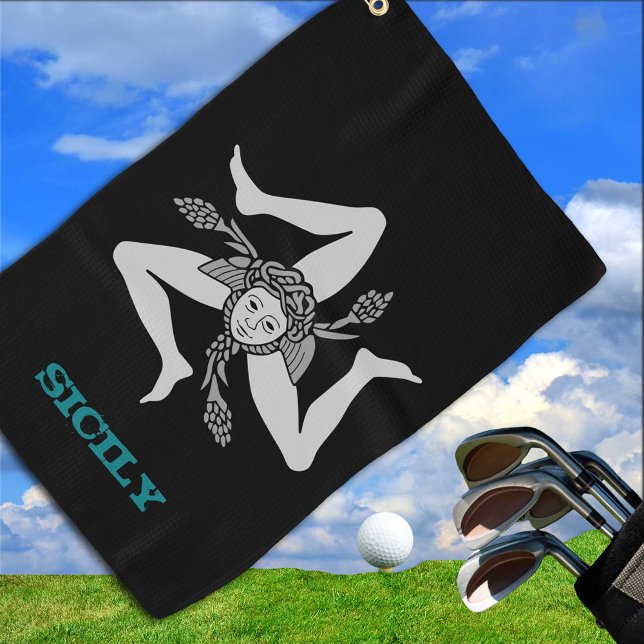 Golfen Sizilien & sizilianisches Wappen / Fahne Golfhandtuch (Von Creator hochgeladen)