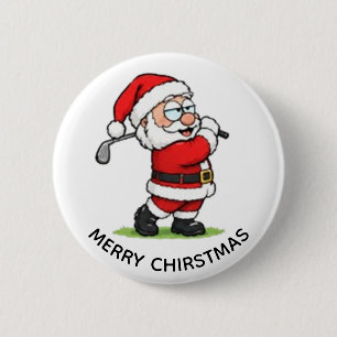 GOLFENDER WEIHNACHTSMANN FROHE WEIHNACHTEN BUTTON