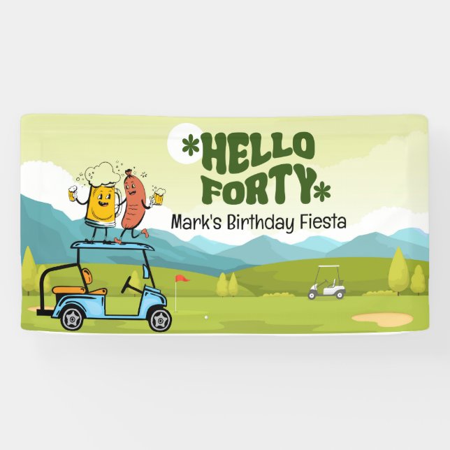 Golfer 40. Geburtstag Party Banner (Horizontal)
