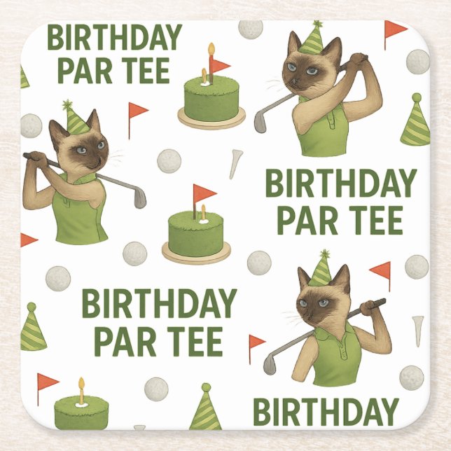 Golfer 60. Geburtstag für Cat Lover Rechteckiger Pappuntersetzer (Vorderseite)