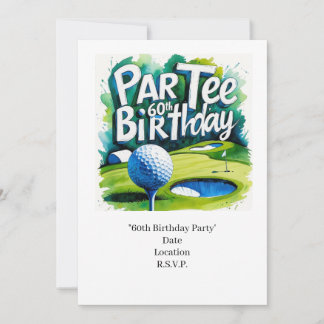 Golfer 60. Geburtstag mit Golfball auf Abschlag Einladung
