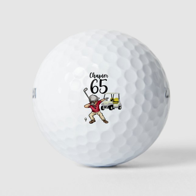 Golfer 65. Geburtstag Schlucken mit Golfwagen Golfball (Vorderseite)