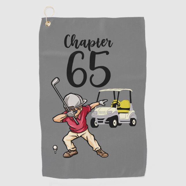 Golfer 65. Geburtstag Schlucken mit Golfwagen Golfhandtuch (Vorderseite)