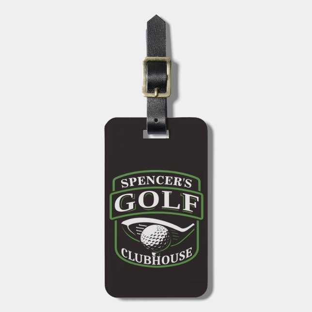 Golfer ADD NAME Pro Golf Player Club Clubhaus Gepäckanhänger (Vorderseite vertikal)
