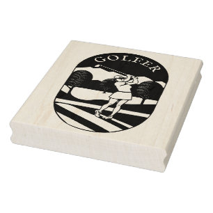 Golfer-Ahornholz-Briefmarke Gummistempel