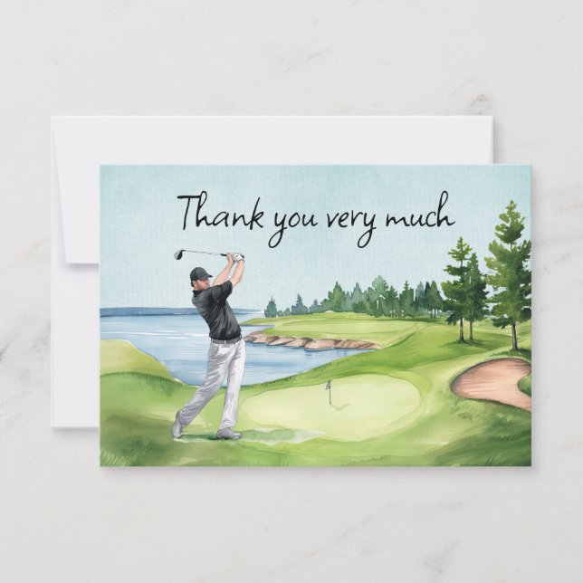Golfer auf dem Golfplatz Dankeskarte (Vorderseite)
