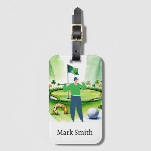 GOLFER auf dem Golfplatz St. Patrick's Day Gepäckanhänger