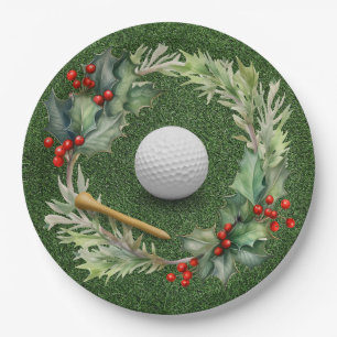 Golfer auf Grün für Weihnachten Golfer Pappteller