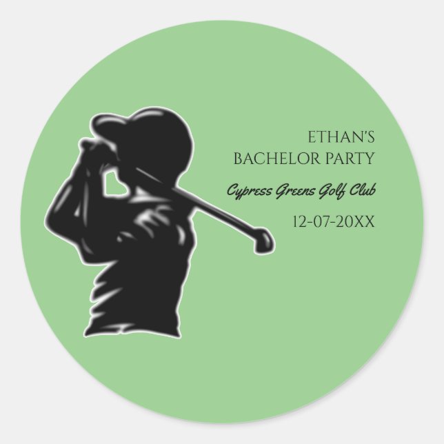 Golfer Bachelor Party Golftrip Classic Stilvoll Runder Aufkleber (Vorderseite)