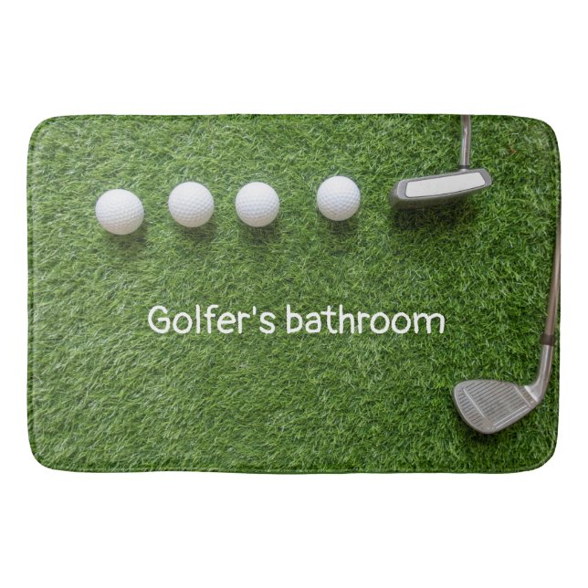 Golfer Bad mit Golfbälle und Putter Badematte (Vorderseite)