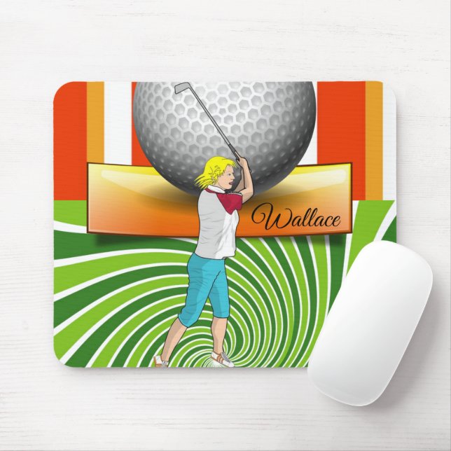 Golfer Balls Green Stripe Mouse Pad! Mouse Pad Mousepad (Mit Mouse)