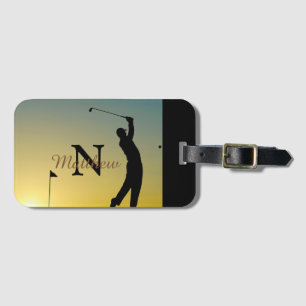 Golfer bei Sonnenuntergang Personalisiert Gepäckanhänger