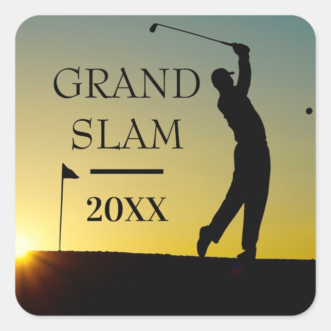 Golfer bei Sunset Custom Golf Event Quadratischer Aufkleber (Vorderseite)