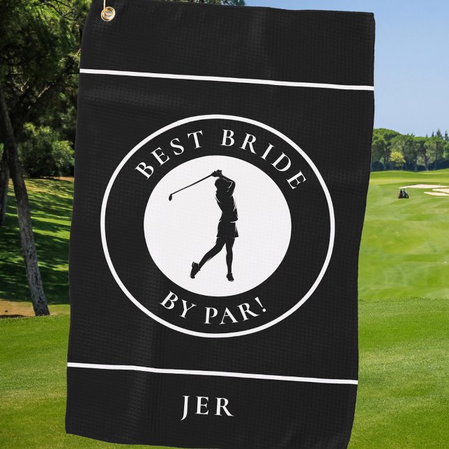 Golfer Best Bridge by Par Mit Monogramm Sports Bla Golfhandtuch (Golfer Best Bride By Par Monogrammed Sports Black Golf Towel)