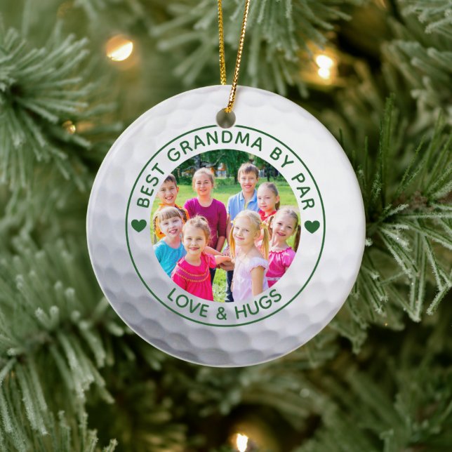Golfer BEST GRANDMA NACH PAR Foto Custom Keramik Ornament (Baum)