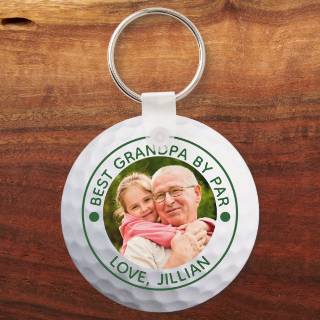 Golfer BEST GRANDPA NACH PAR Foto Custom Schlüsselanhänger (Vorderseite)