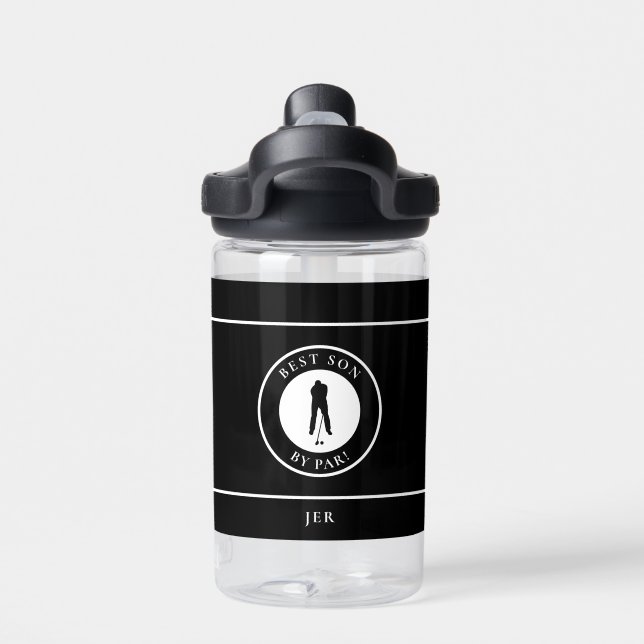 Golfer Bester Sohn per Pay Monogram Sport Black Go Trinkflasche (Rückseite)