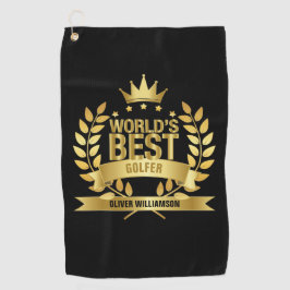 Golfer Black and Gold 5 Sterne Golfhandtuch