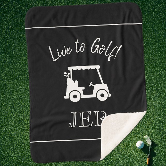 Golfer | Black Golf Cart Mit Monogramm Sports Sherpadecke (Golfer | Black Golf Cart Monogrammed Sports Sherpa Blanket)