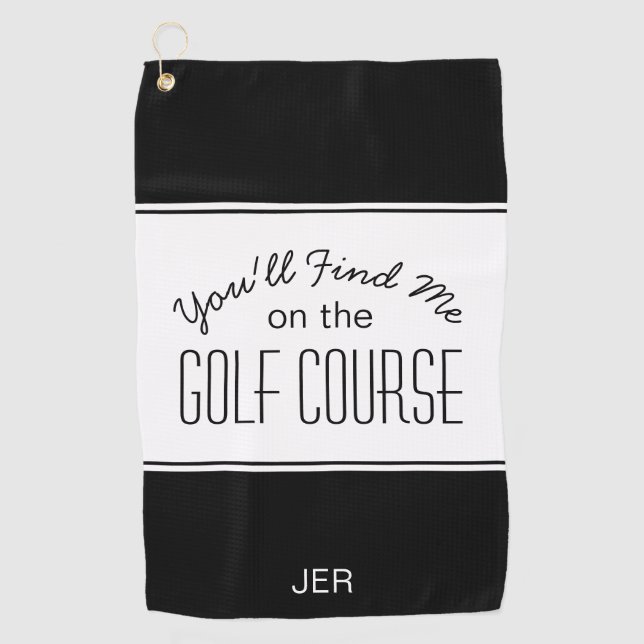 Golfer Black & White Golf Course Angebot Mit Monog Golfhandtuch (Vorderseite)
