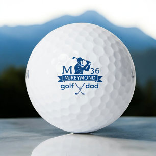 Golfer Blue Initial mit Name und Alter Golfball
