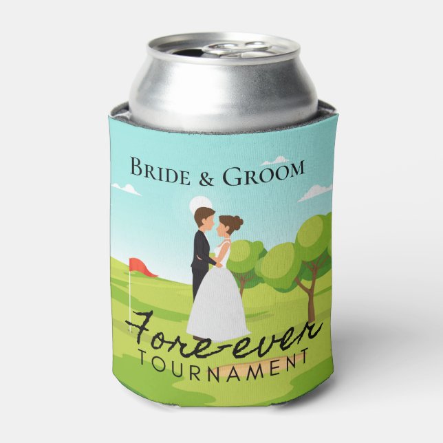 Golfer Bride & Groom auf dem Golfplatz Hochzeit Dosenkühler (Kanne Vorderseite)
