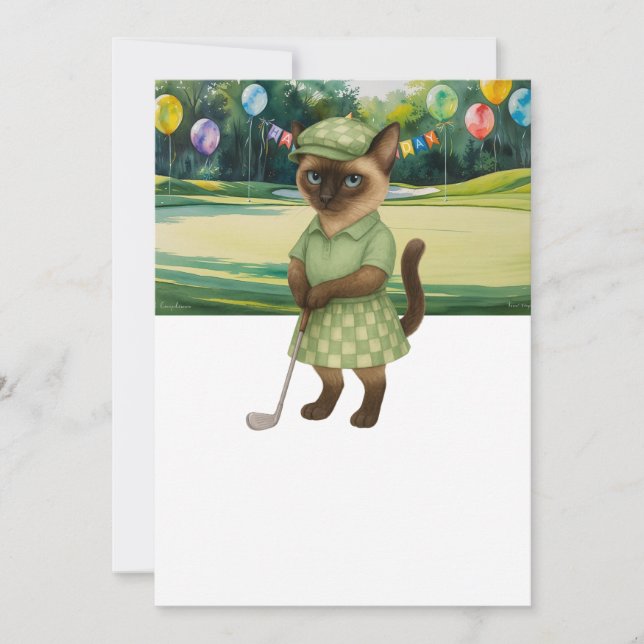 Golfer Cat  birthday tournament Einladung (Vorderseite)