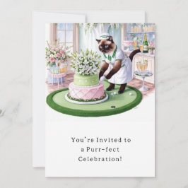 Golfer Cat Geburtstagsparty Einladungskarte