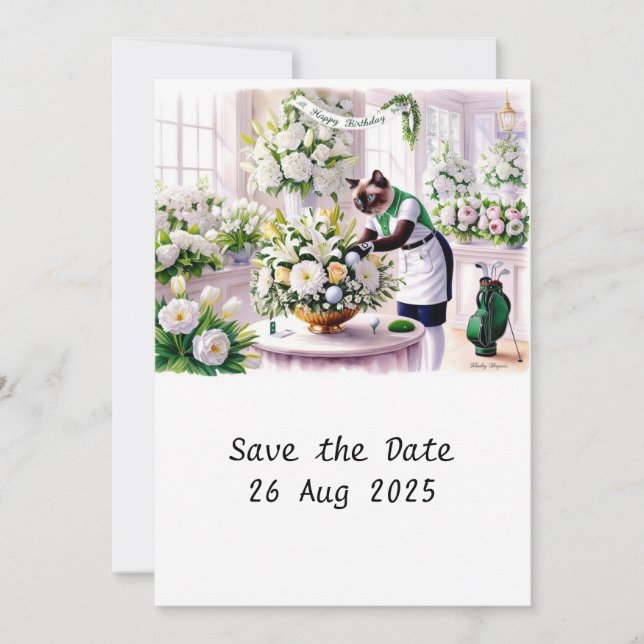 Golfer CAT Geburtstagsparty Einladungskarte (Vorderseite)