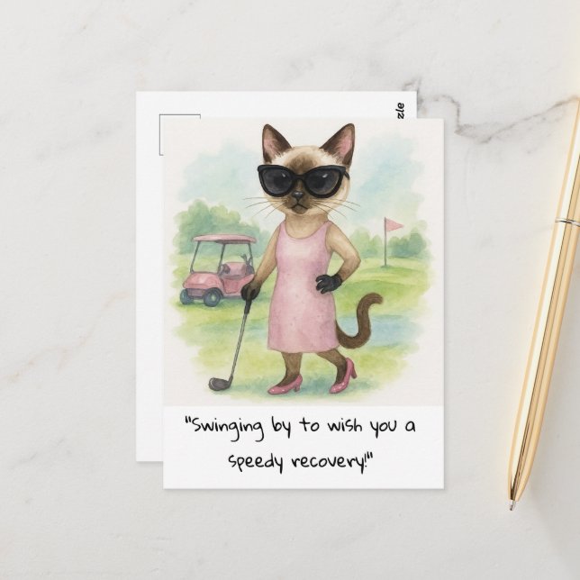 Golfer Cat Liebhaber kommen bald schnell wieder zu Postkarte (Vorderseite/Rückseite Beispiel)