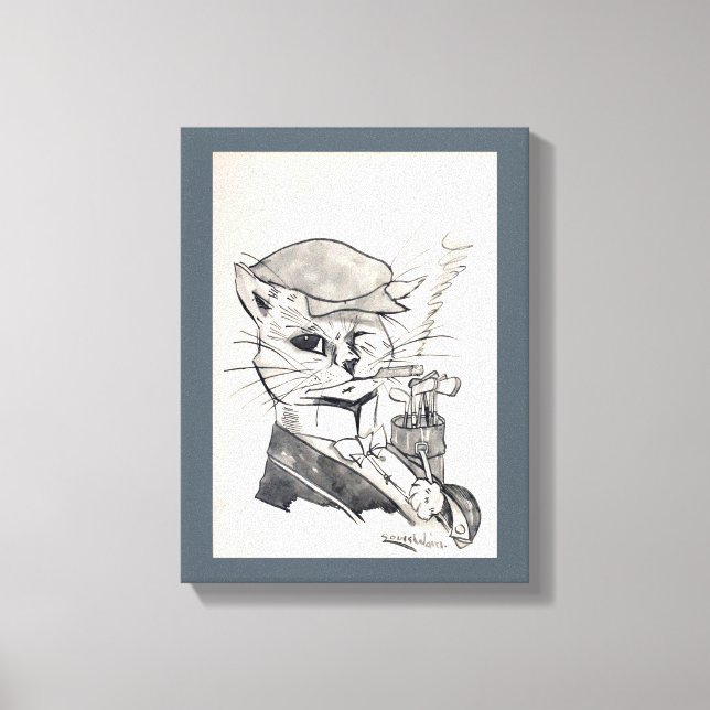 Golfer Cat, Louis Wain Leinwanddruck (Vorderseite)