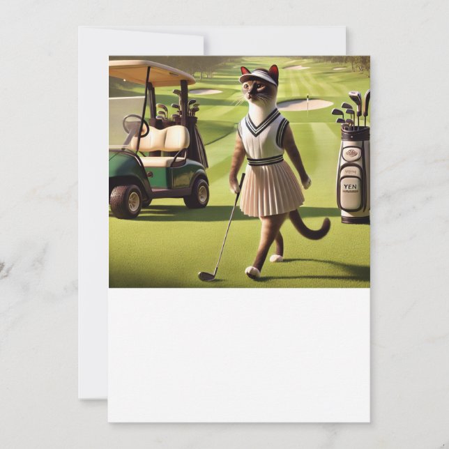 Golfer Cat Turnier Einladung (Vorderseite)