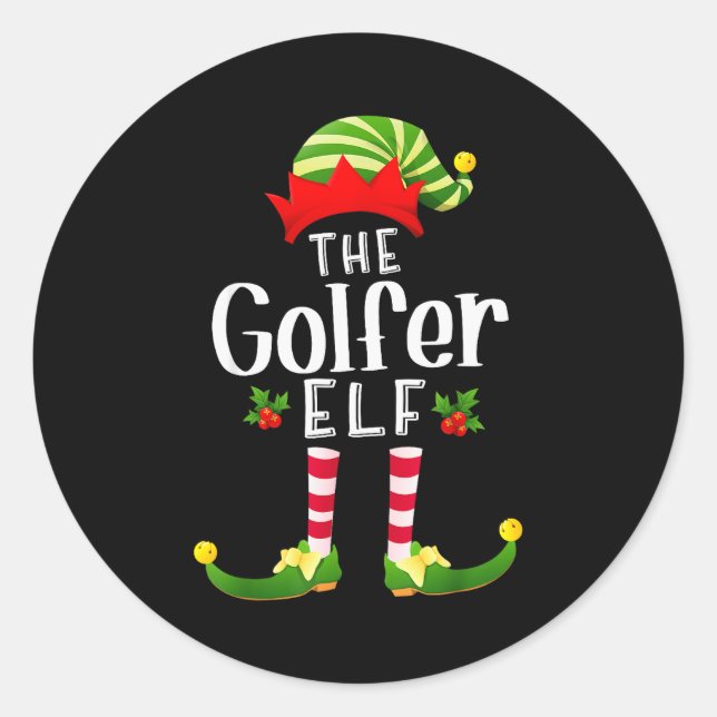 Golfer Christmas Elf Matching Pajama X-mas Party  Runder Aufkleber (Vorderseite)