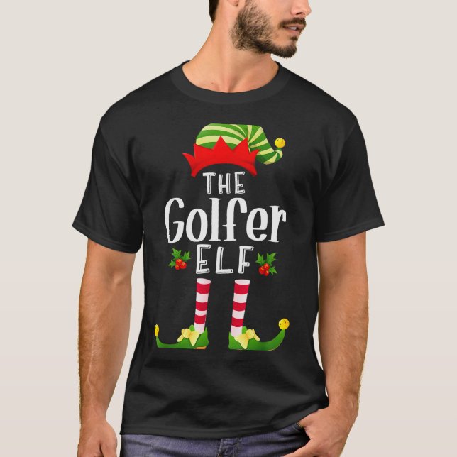 Golfer Christmas Elf Matching Pajama X-mas Party  T-Shirt (Vorderseite)