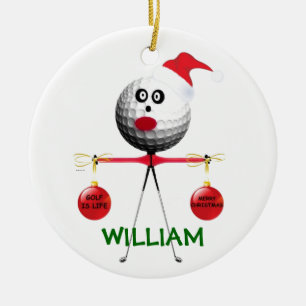 Golfer Christmas Keramik Ornament