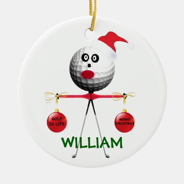 Golfer Christmas Keramik Ornament (Vorne)