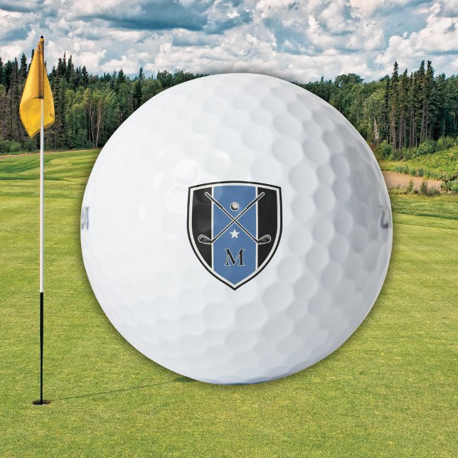 Golfer Crest Crossed Clubs Initial Black Blue Golfball (Von Creator hochgeladen)